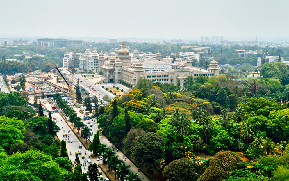 Aerial view of Mysuru and Bengaluru, Karnataka